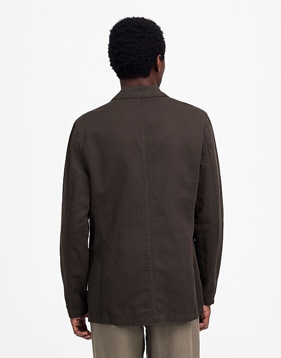 Madewell Unstructured Blazer In Cotton-Linen Blend Soft Charcoal