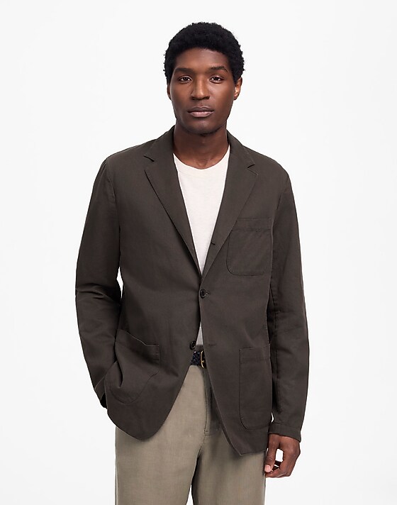 madewell Unstructured Blazer in Cotton-Linen Blend soft charcoal