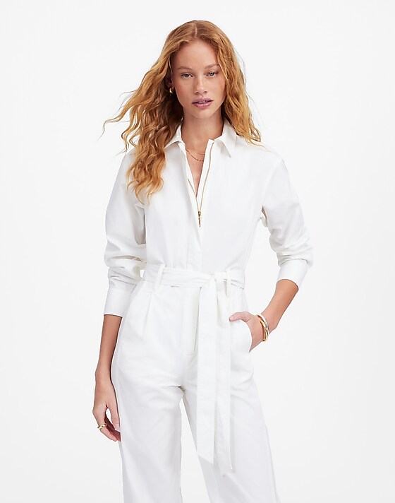 Madewell Utility Coverall Straight-Leg Jumpsuit White