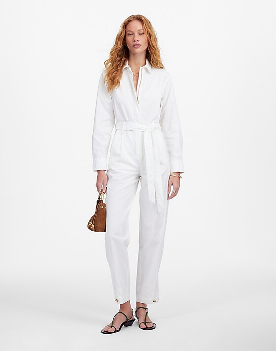 madewell Utility Coverall Straight-Leg Jumpsuit white