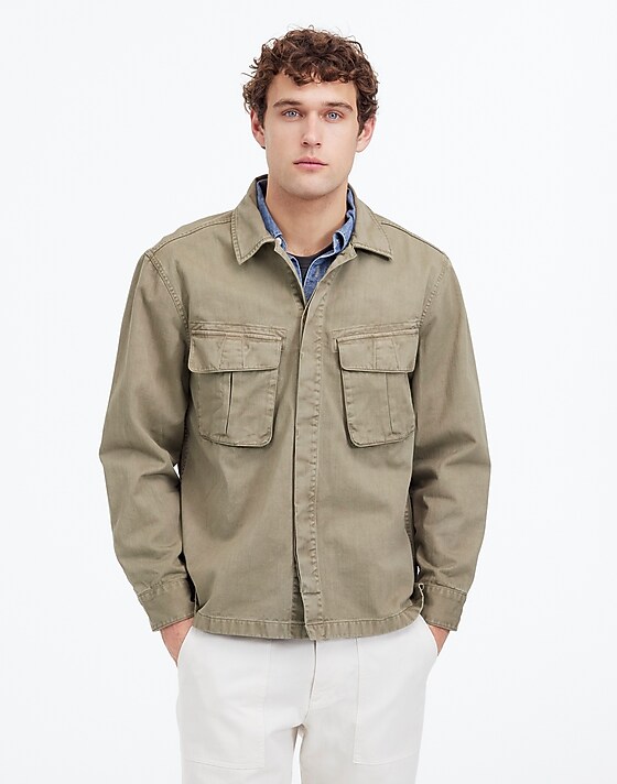 Madewell Utility Jacket In Garment-Dyed Cotton Twill Faded Fatigue