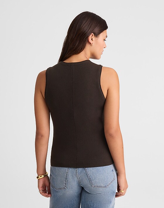 Madewell V-Neck Sweater Vest In 100% Merino Wool Molasses