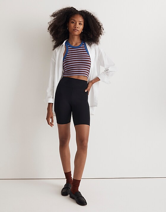 madewell Variegated Rib Crop Tank in Stripe cosmic violet