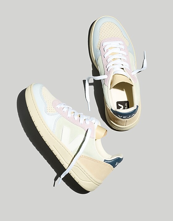 madewell Veja™ Suede V-10 Sneakers in Blue jade white multico