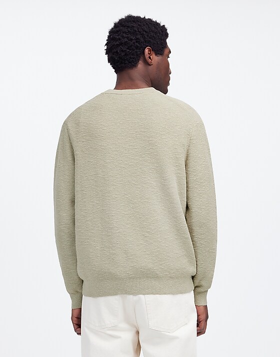 Madewell Waffle-Knit Crewneck Sweater Dusty Celadon