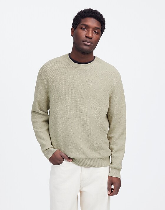 madewell Waffle-Knit Crewneck Sweater dusty celadon