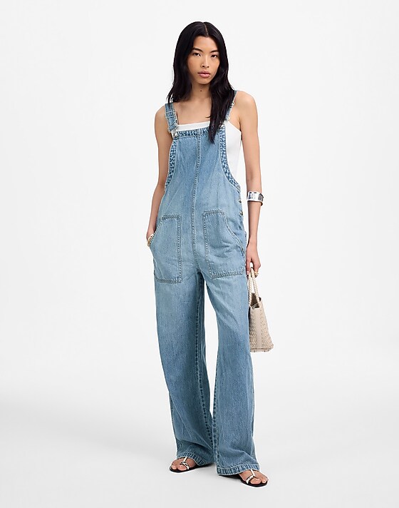 madewell Wide-Leg Overalls in Ashbury Wash: Airy Denim Edition ashbury wash