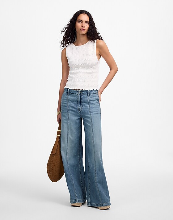 madewell Wide-Sweep Trousers: Airy Denim Edition robertson wash