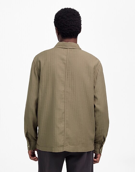 Madewell Work Shirt In Cotton-Linen Blend Pressed Sage