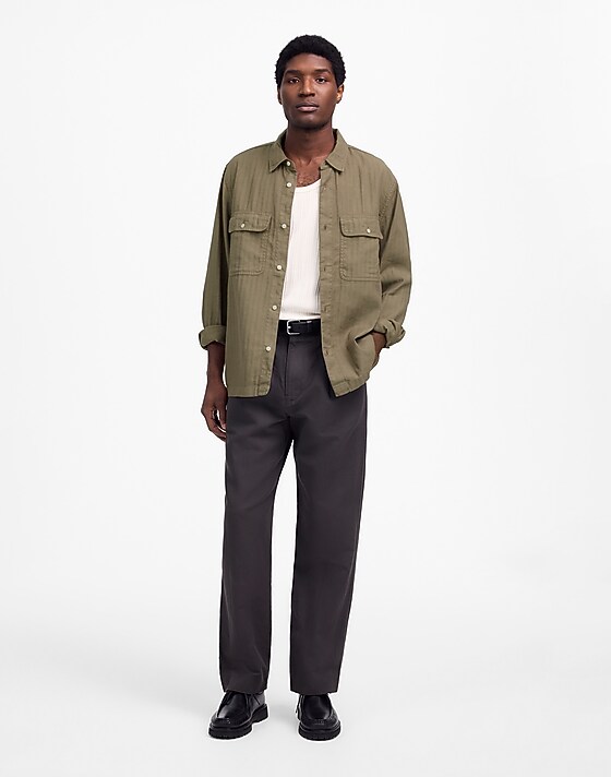 madewell Work Shirt in Cotton-Linen Blend pressed sage