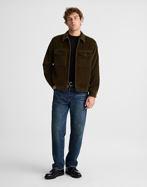 Madewell Zip-Front Jacket In Corduroy Expedition Green