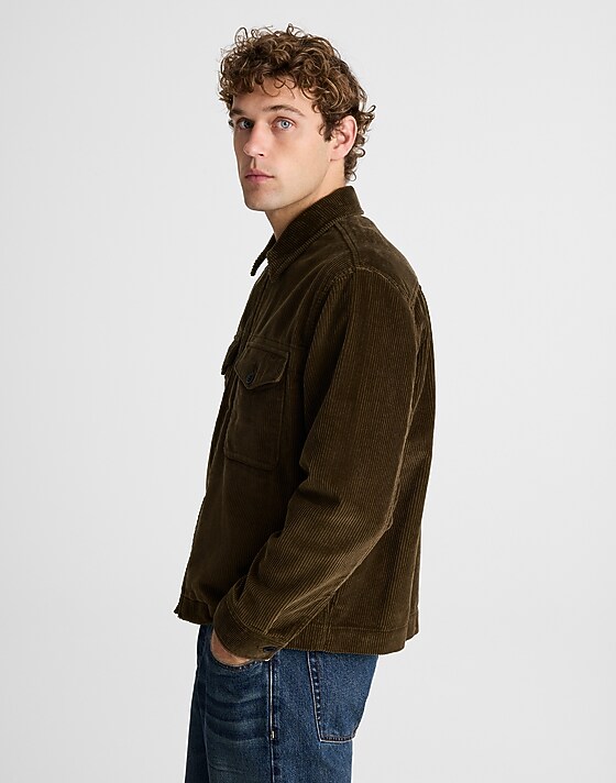 Madewell Zip-Front Jacket In Corduroy Expedition Green