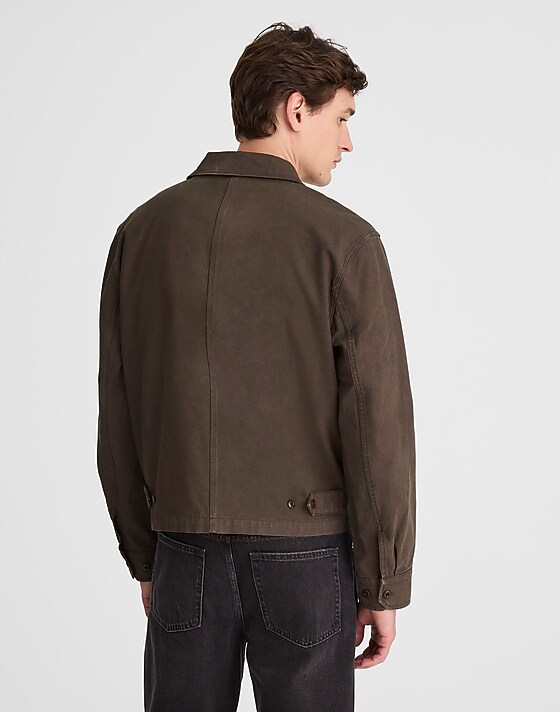 Madewell Zip-Front Jacket In Cotton Canvas Mocha Brown