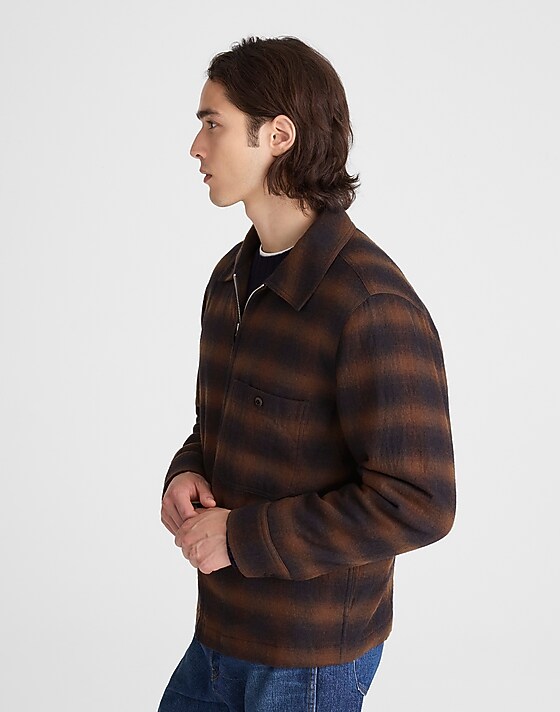 Madewell Zip-Front Jacket In Japanese Flannel Ombre Check