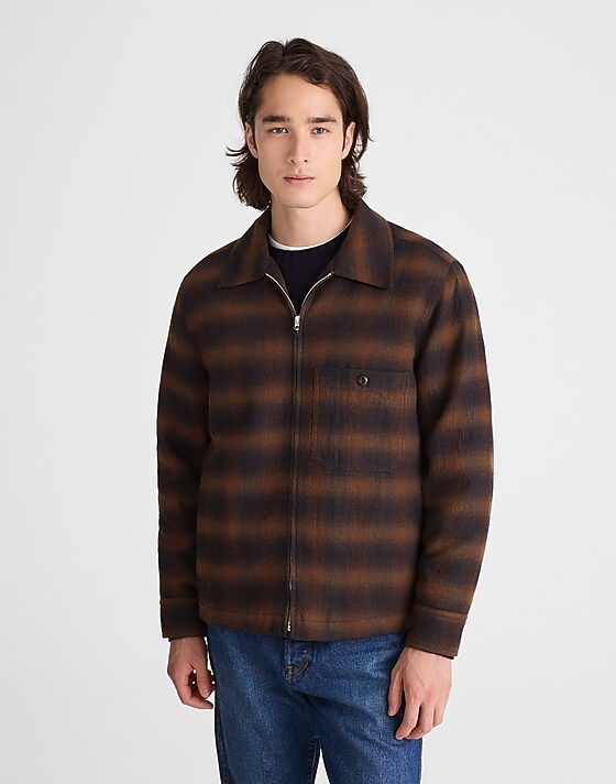 madewell Zip-Front Jacket in Japanese Flannel ombre check