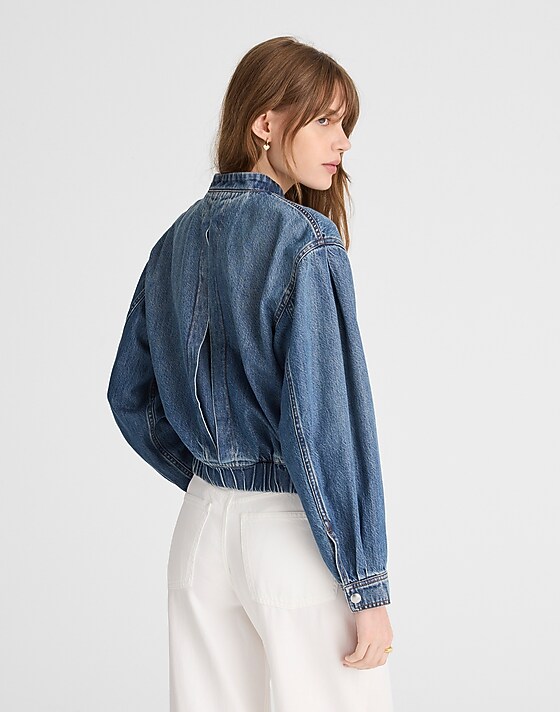 Madewell Zip-Up Bomber Jacket In Airy Denim Mosby Wash