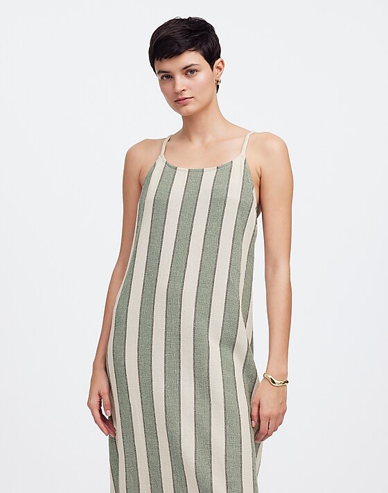 madewell Zulu & Zephyr Eucalyptus Stripe Organic Cotton Dress eucalyptus stripe
