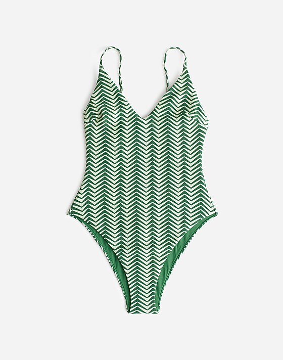 madewell Zulu & Zephyr Green Zig Zag One-Piece Swimsuit green zig zag