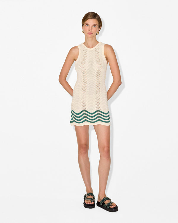 Magali Pascal BELLARA MINI DRESS ECRU/GREEN