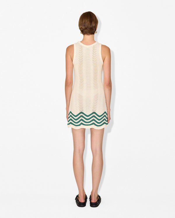 Magali Pascal BELLARA MINI DRESS ECRU/GREEN