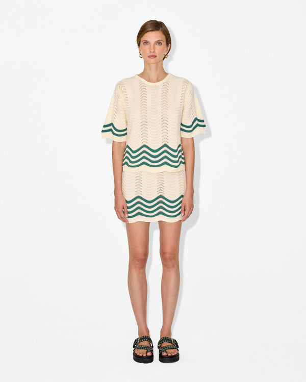 Magali Pascal BELLARA MINI SKIRT ECRU/GREEN