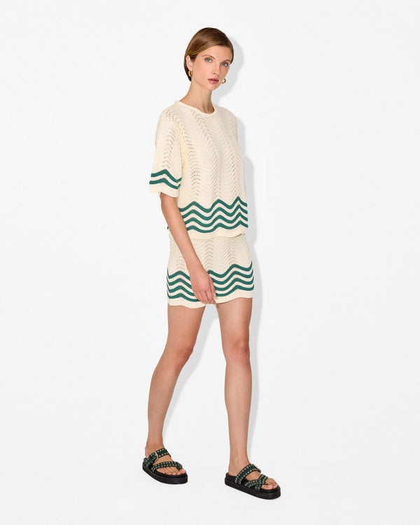 Magali Pascal BELLARA MINI SKIRT ECRU/GREEN