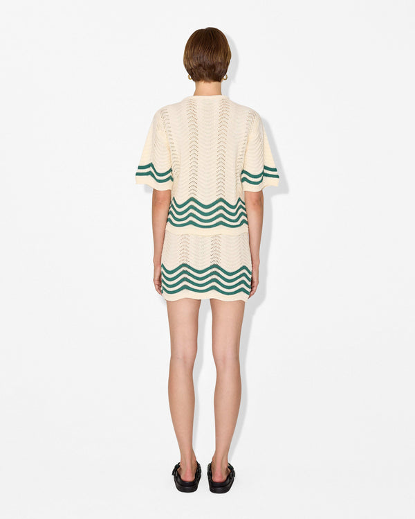 Magali Pascal BELLARA MINI SKIRT ECRU/GREEN