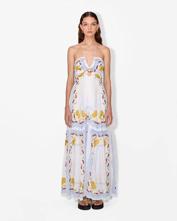 magali pascal CERISE MAXI DRESS FRUIT PRINT