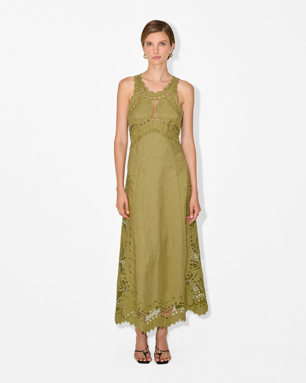 magali pascal FRUTTA MAXI DRESS OLIVE