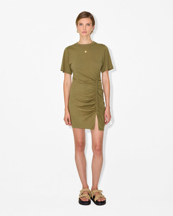 Magali Pascal LOUISE MINI DRESS DARK OLIVE