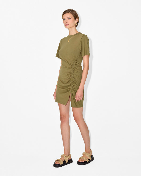Magali Pascal LOUISE MINI DRESS DARK OLIVE