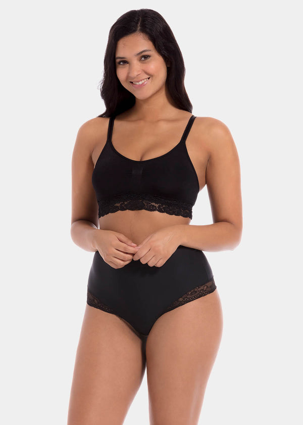 magic bodyfashion Comfort Bra Spaghetti Lace Black