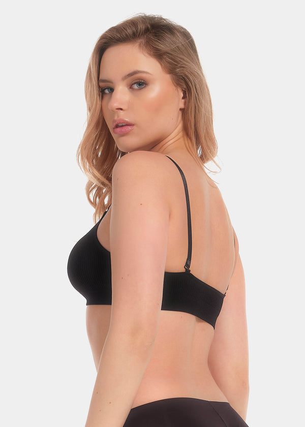 Magic Bodyfashion Ribbed Comfort Bra Spaghetti Black