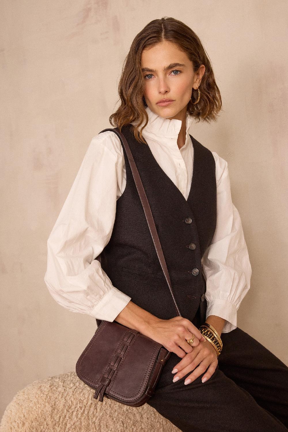 maison 123 ABEL BIS sleeveless waistcoat in herringbone wool