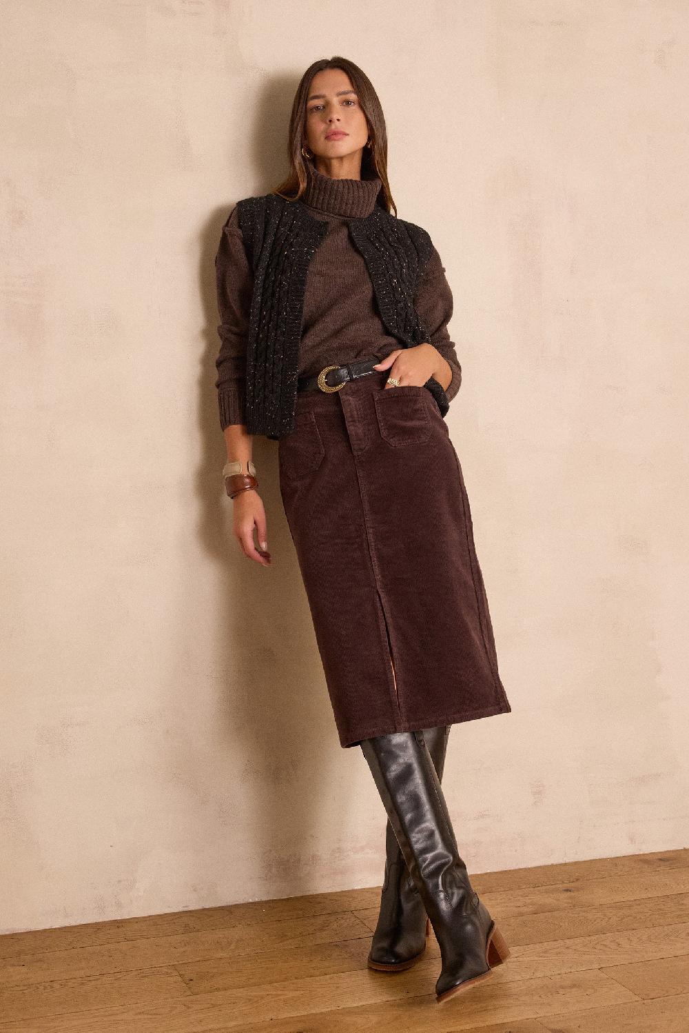Maison 123 BIXENTE Sleeveless Cable-knit Wool Cardigan