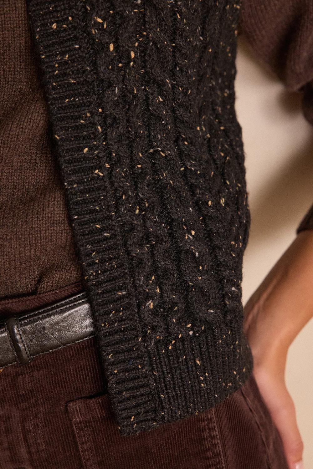 Maison 123 BIXENTE Sleeveless Cable-knit Wool Cardigan