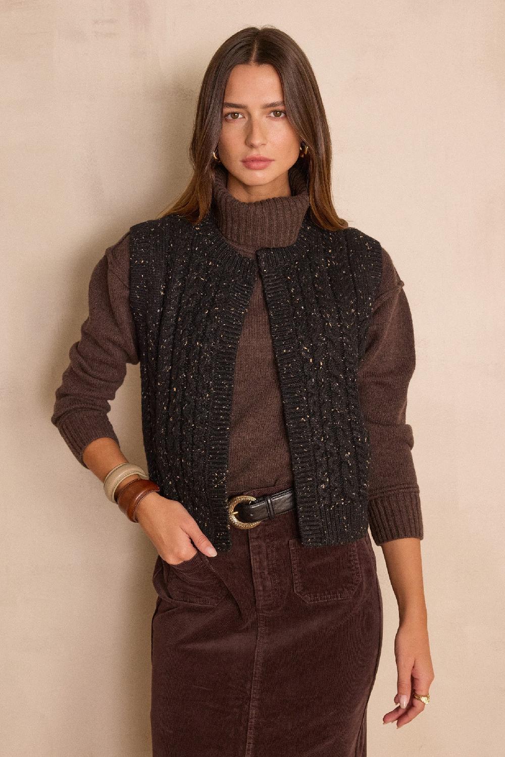 maison 123 BIXENTE sleeveless cable-knit wool cardigan