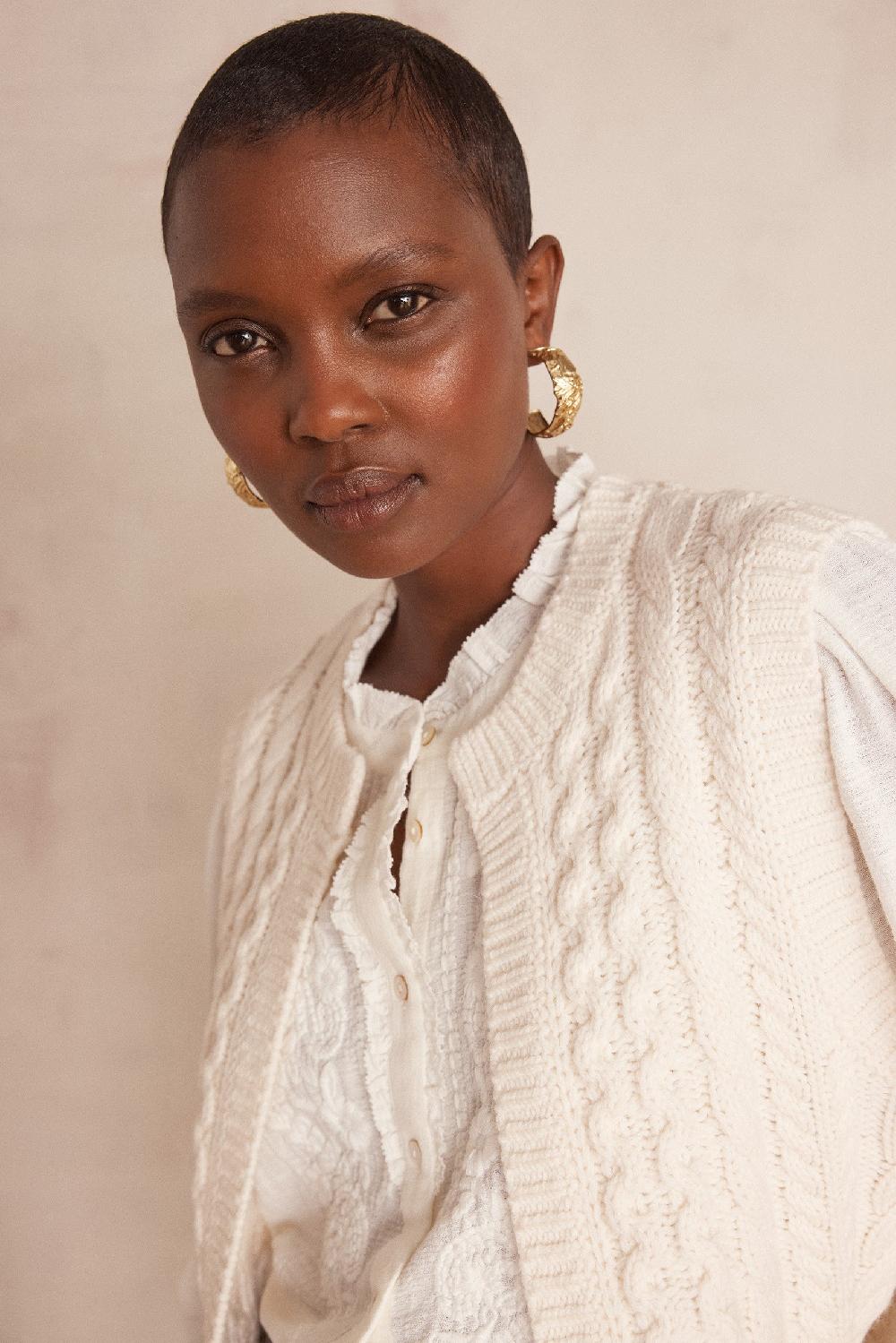 Maison 123 BIXENTE Sleeveless Cardigan In Cable-knit Wool