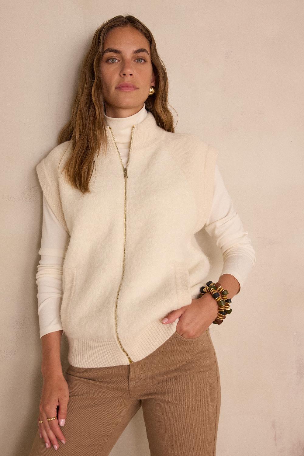 Maison 123 BRIAN Sleeveless Cardigan In Alpaca And Wool