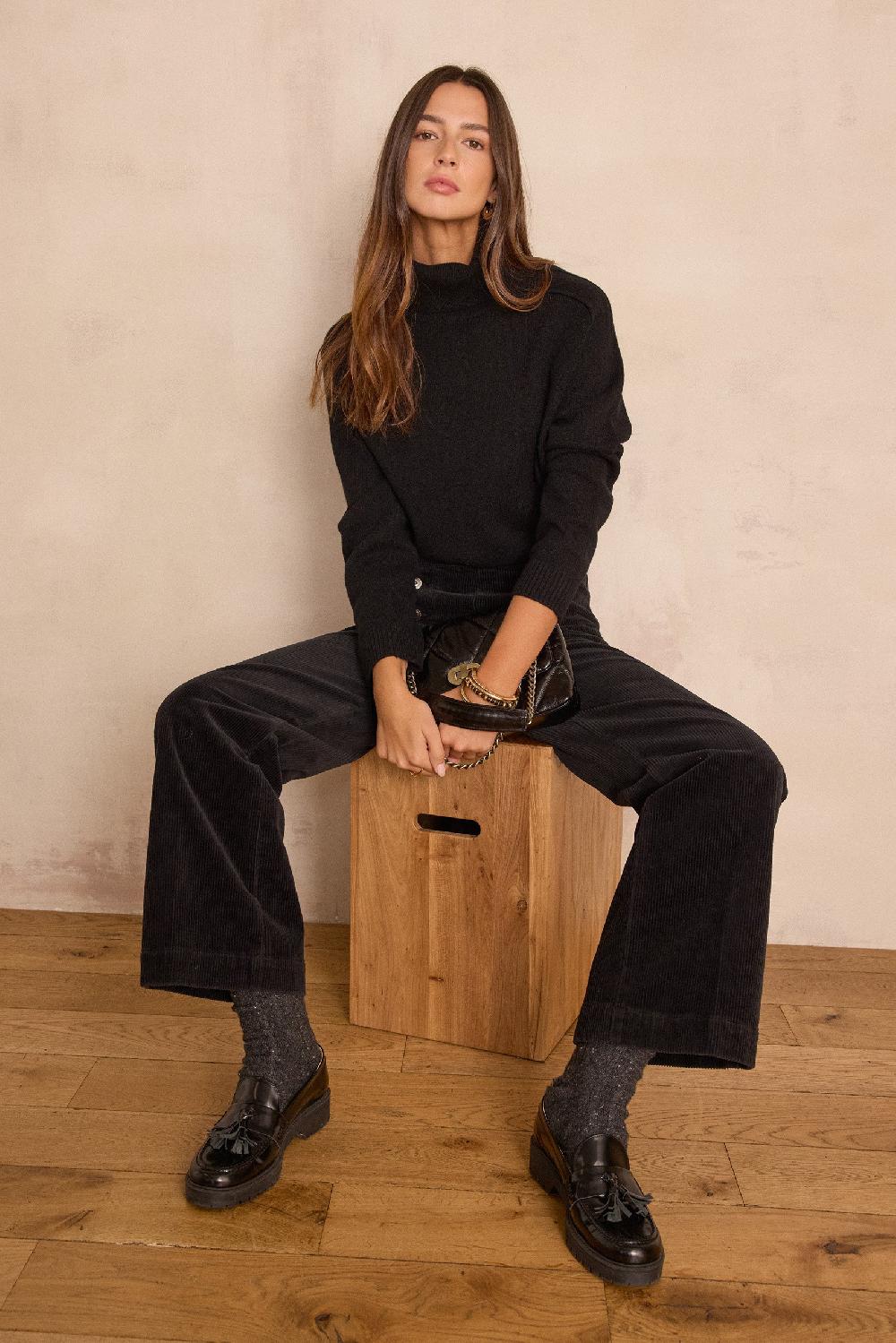 Maison 123 High-waisted Wide-leg Trousers OXAN In Velvet