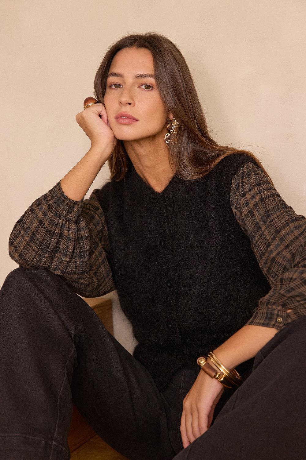 maison 123 LOULOU sleeveless cardigan in mohair and wool