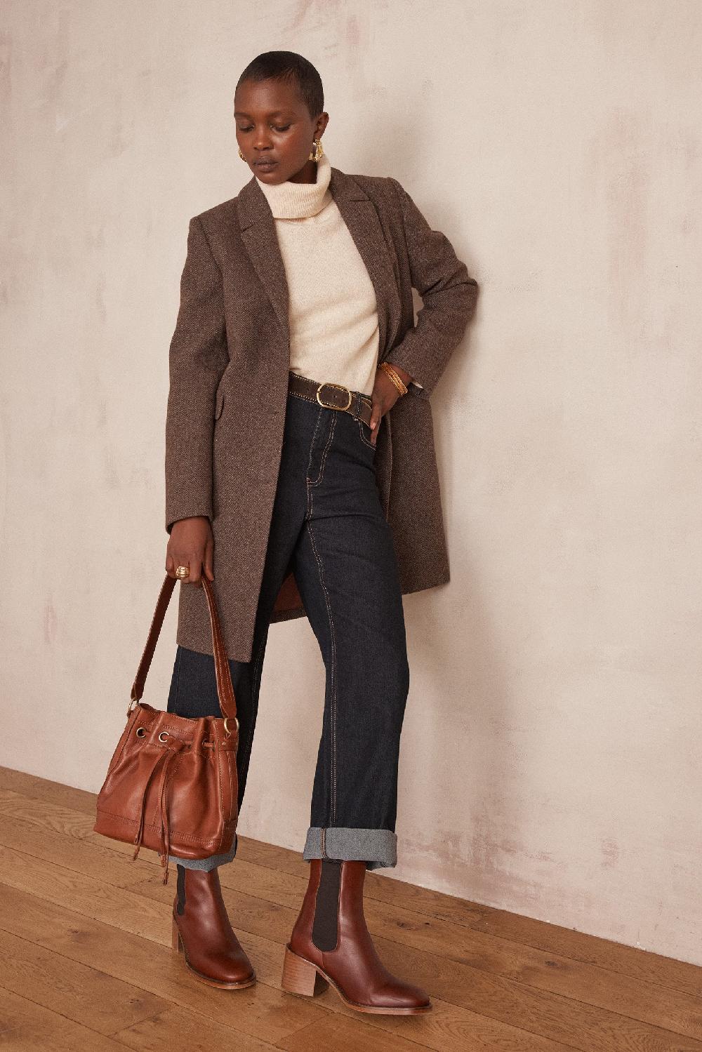 maison 123 ANABELLE coat with chevron pattern