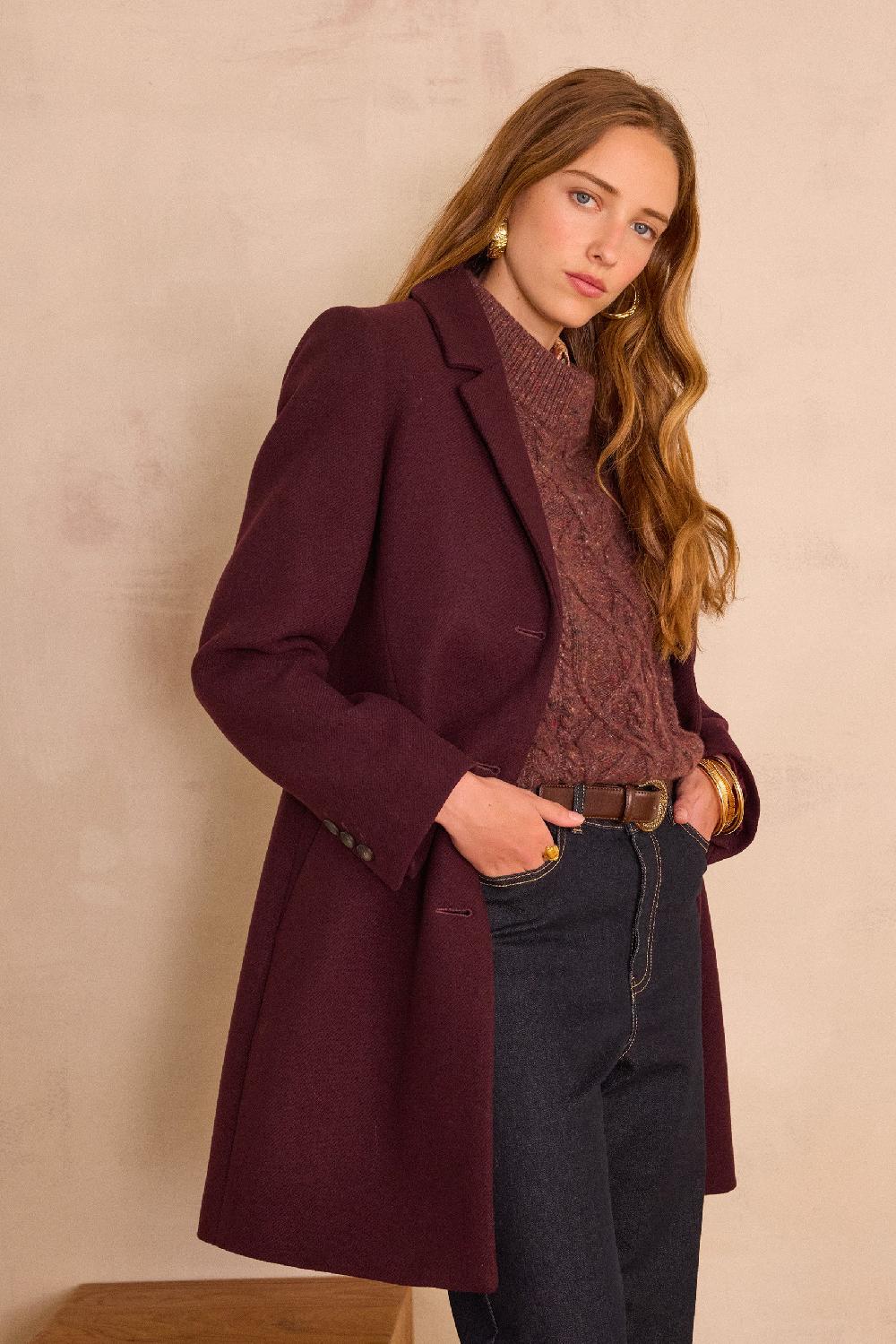 Maison 123 ANABELLE Mid-length Coat In Wool