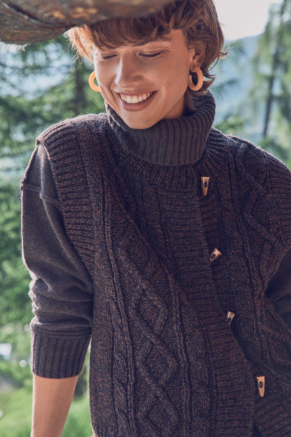 Maison 123 BARNEY Sleeveless Cable Knit Wool Gilet