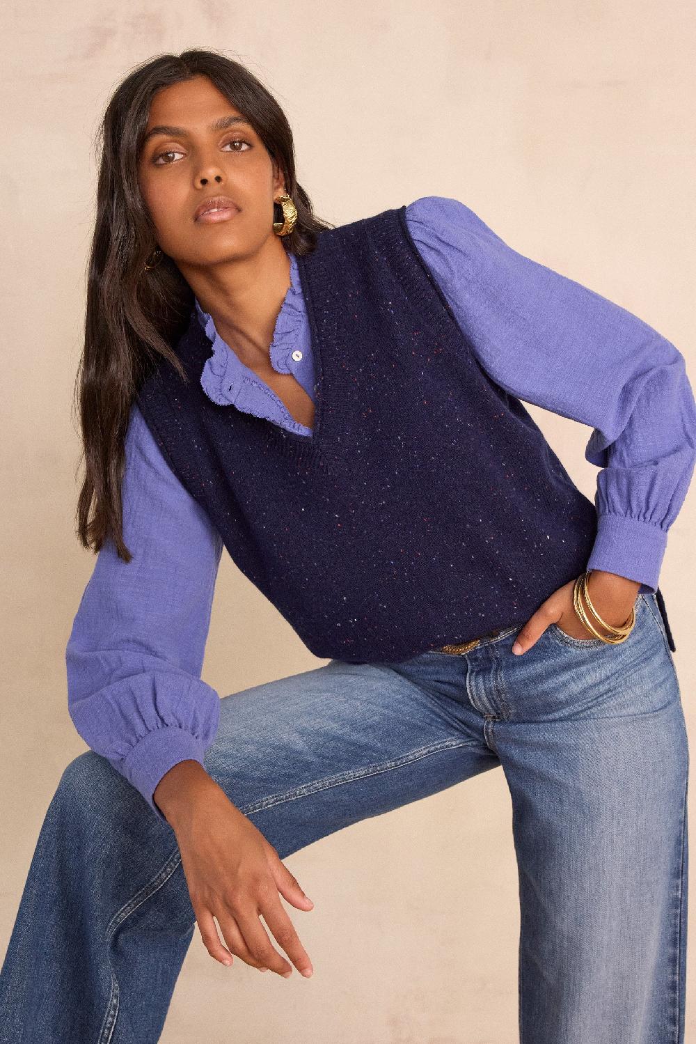 maison 123 BASILE sleeveless jumper in 100% wool