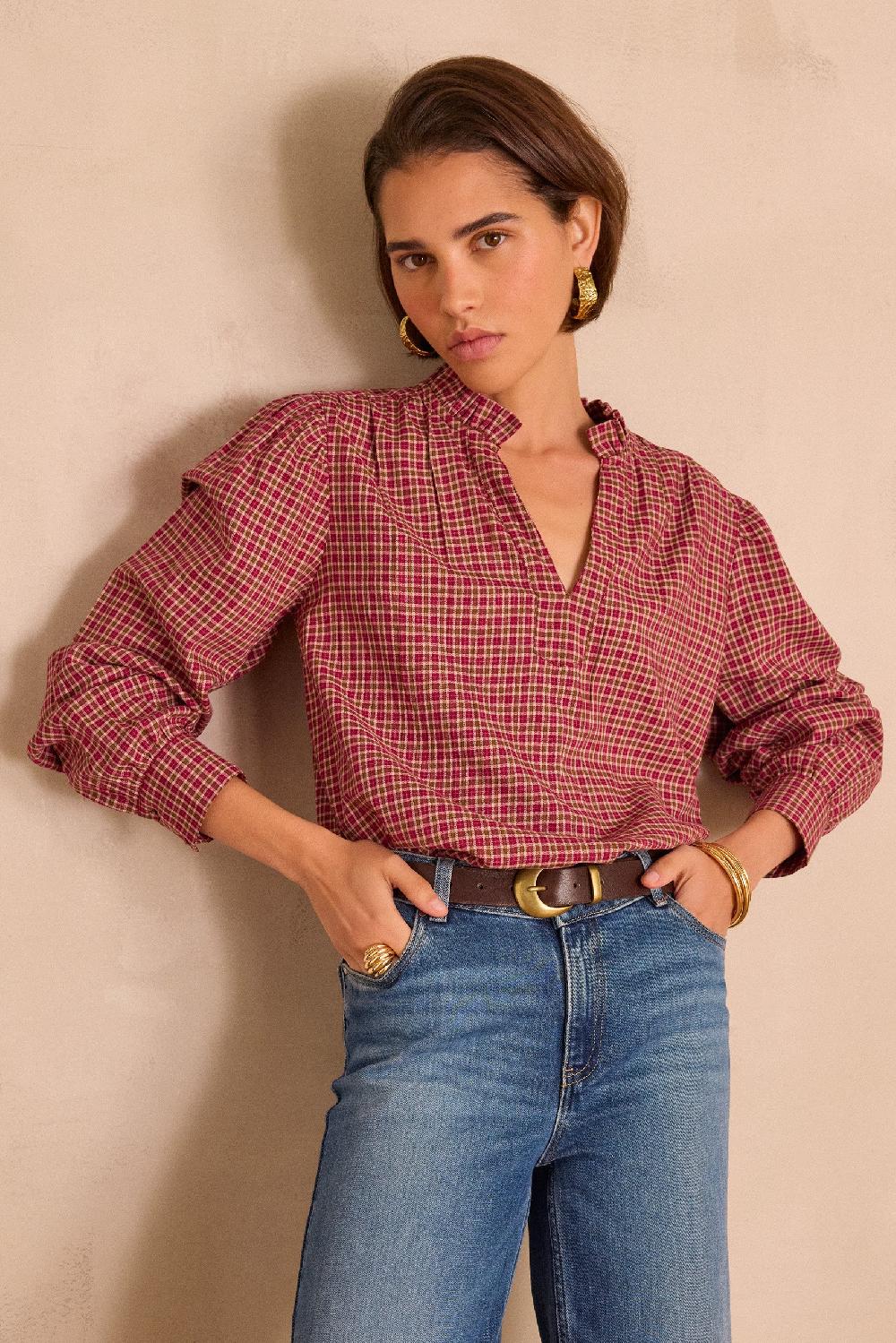 Maison 123 BETH Checked Cotton Blouse