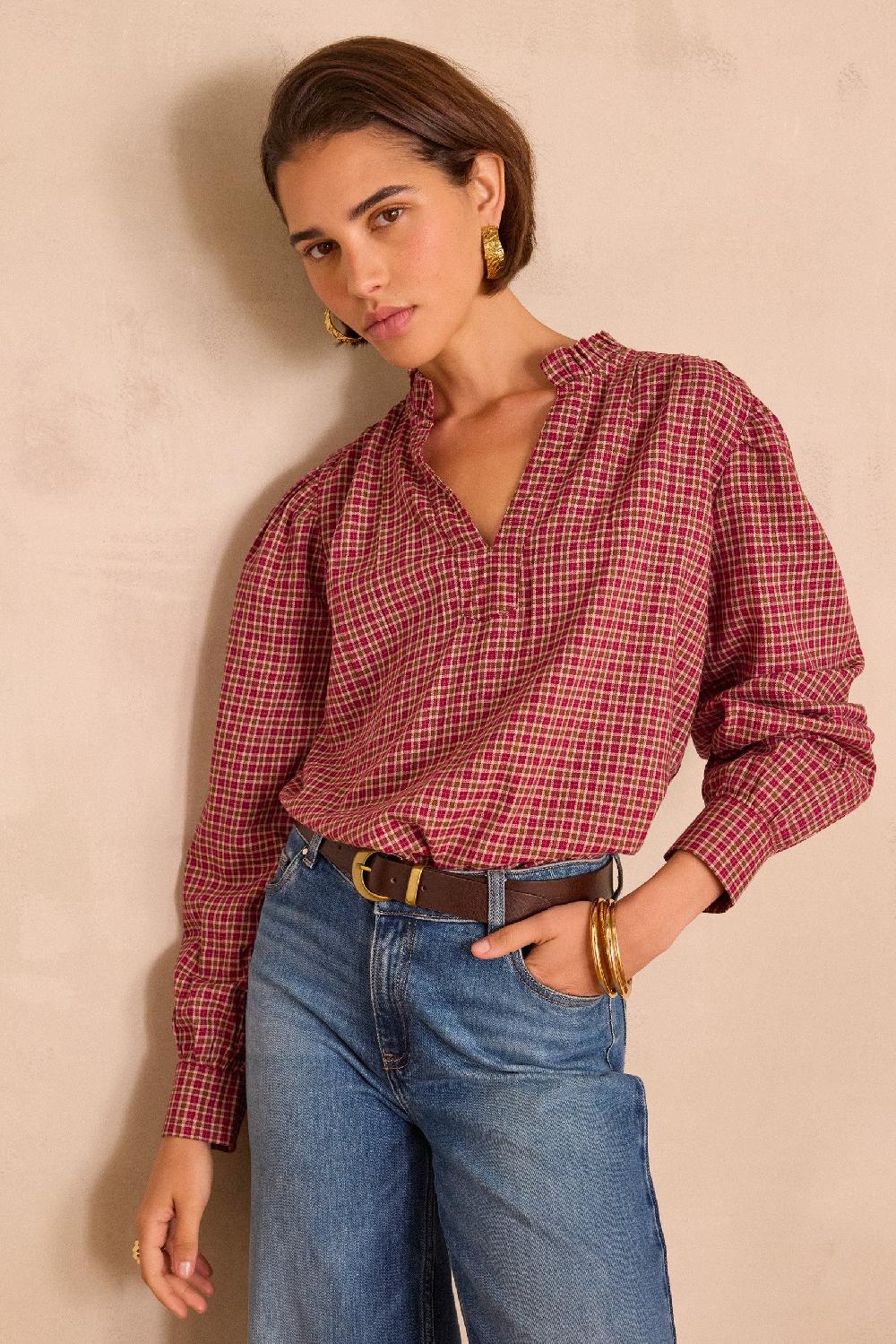 Maison 123 BETH Checked Cotton Blouse