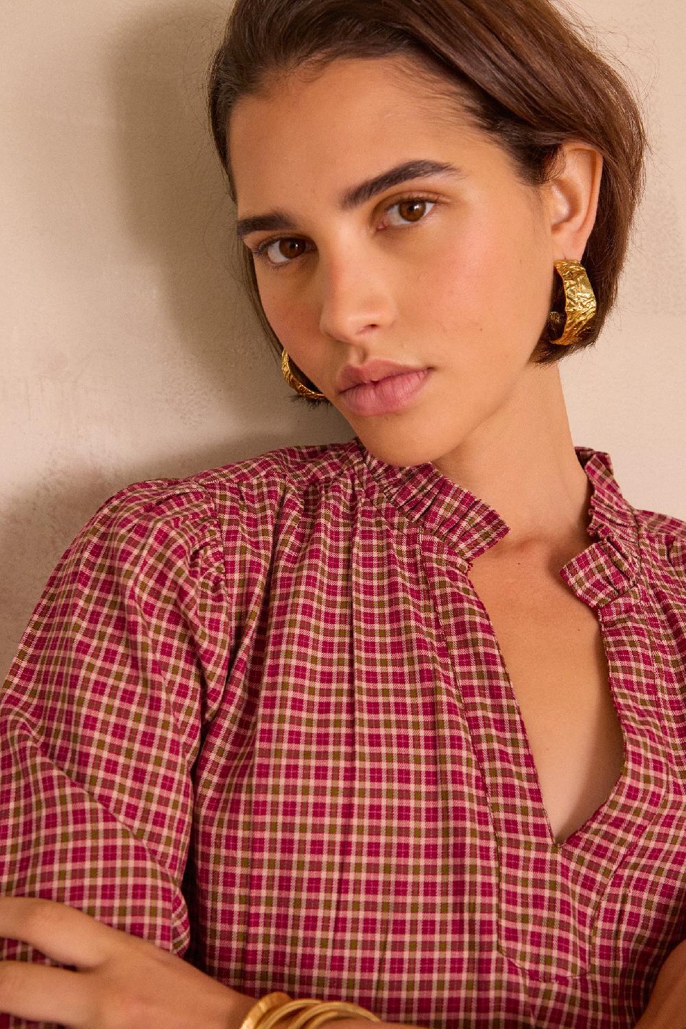 maison 123 BETH checked cotton blouse