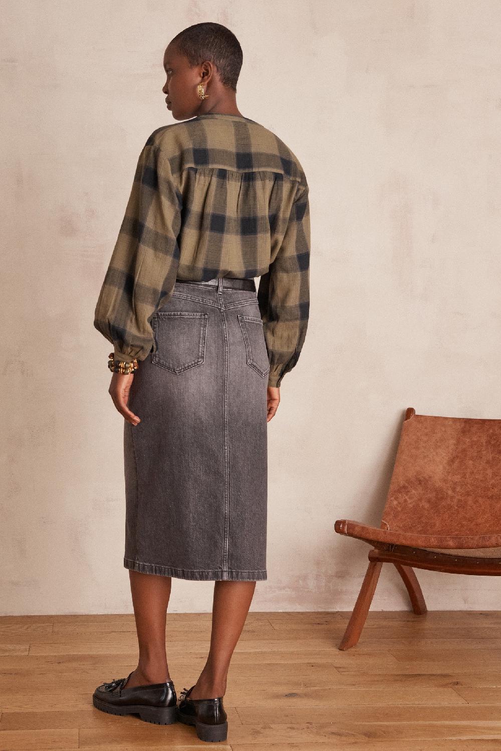 Maison 123 BIRDY Cotton Denim Skirt
