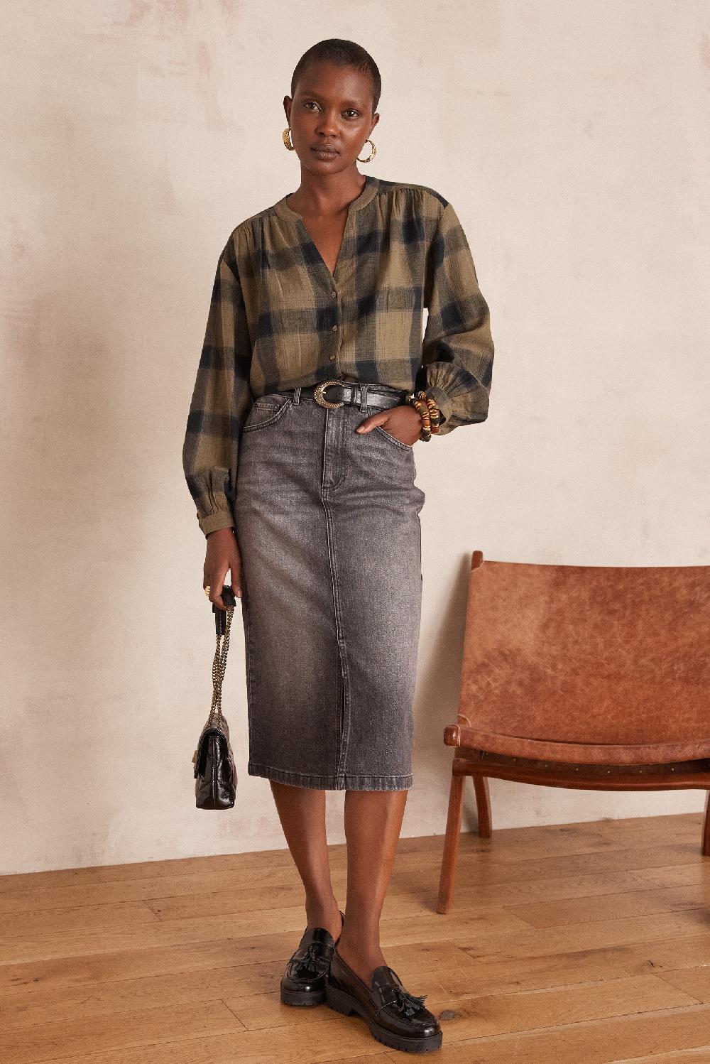 maison 123 BIRDY cotton denim skirt